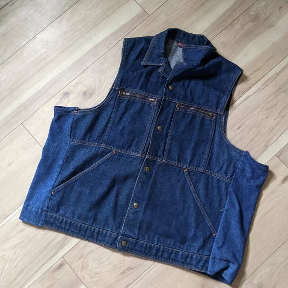 vtg 1970s retro bikers jean vest - Picture 4 of 5